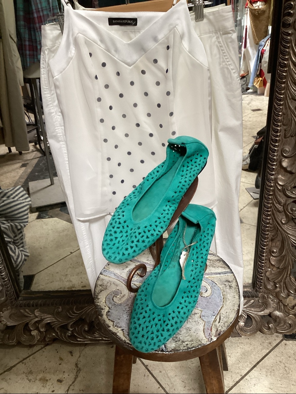 Aqua Teal Suede Laser-Cut suede ballet flat. ARCHE - Picture 2 of 5